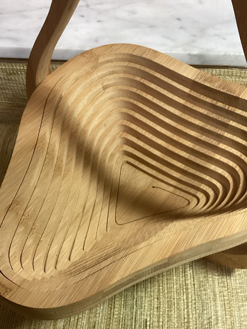 Bamboo Handcrafted Wooden Pear Fruit Bowl and Trivet Natural Wood